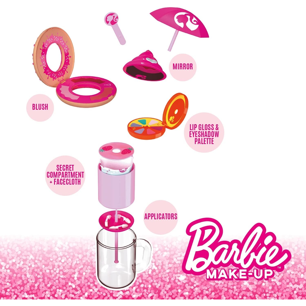 موندو مجموعة مكياج باربي فريك شيك والشاطئ للبنات، 5-7 سنوات