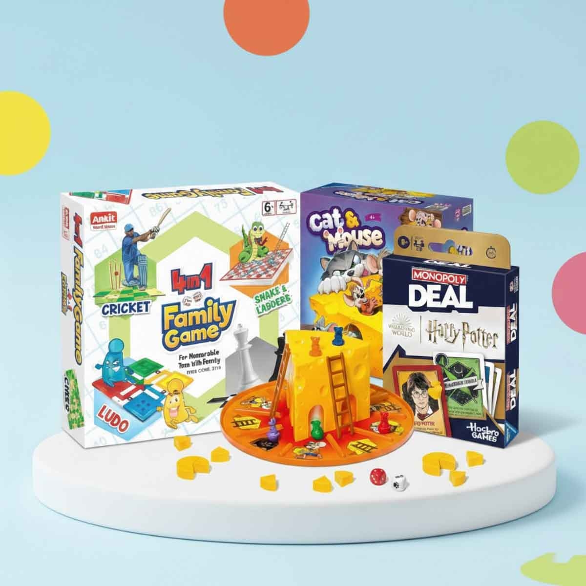 مونوبولي ديل هاري بوتر مجموعة اللعبة مع لعبة القط والفأر من رافنسبورجر ولعبة العائلة من أنكيت تويز، للجنسين، 8-10 سنوات