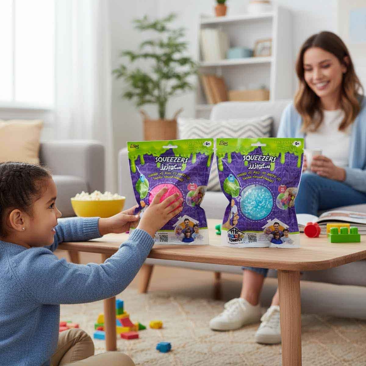 موشايا فاميلي كرة بنغسو منوعة بشعيرات من مجموعة سكويزرز للجنسين، من عمر 5-7 سنوات