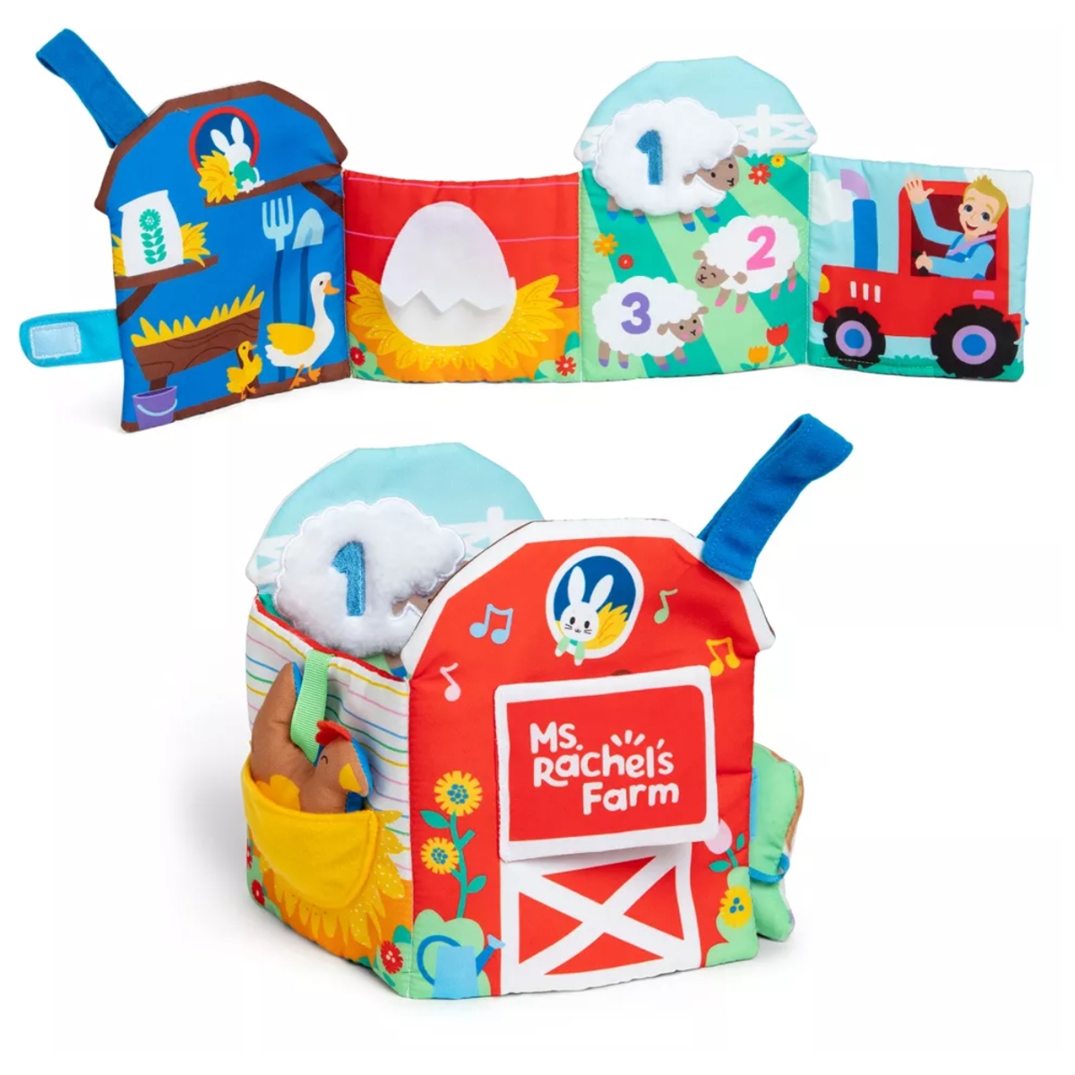مس ريتشل أوفيشيال كتاب قماشي التعلم الحسي للمزرعة للأطفال الصغار 0-2 سنوات