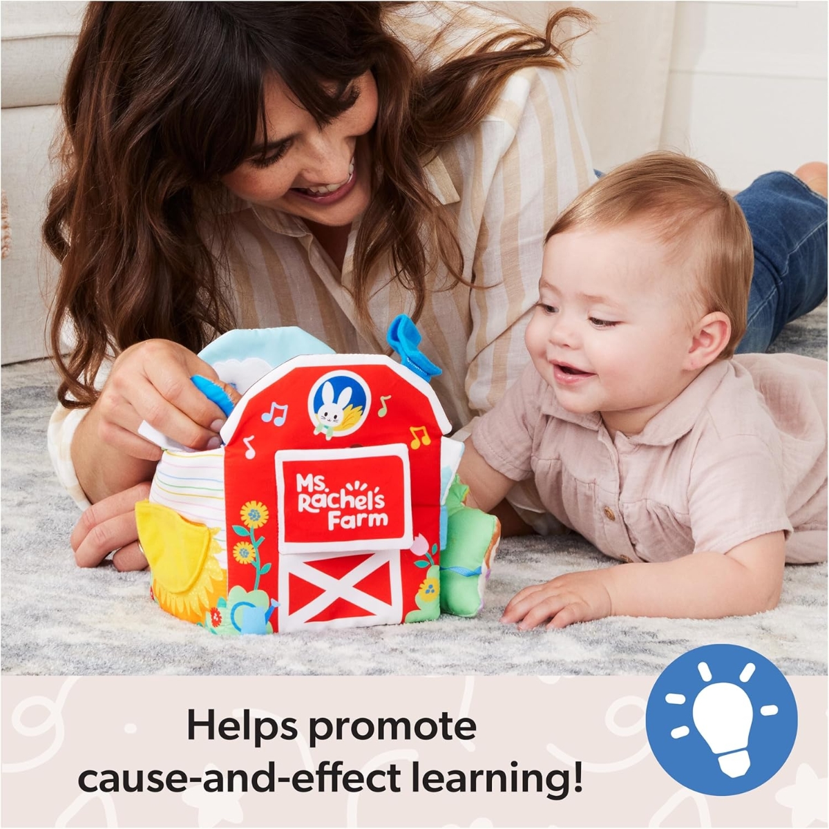 مس ريتشل أوفيشيال كتاب قماشي التعلم الحسي للمزرعة للأطفال الصغار 0-2 سنوات