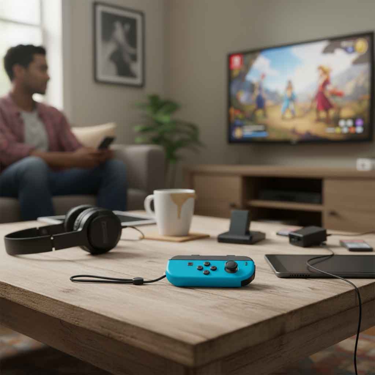 نينتندو وحدة تحكم جوي-كون رسمية لسويتش نسخة السعودية يسار أزرق نيون