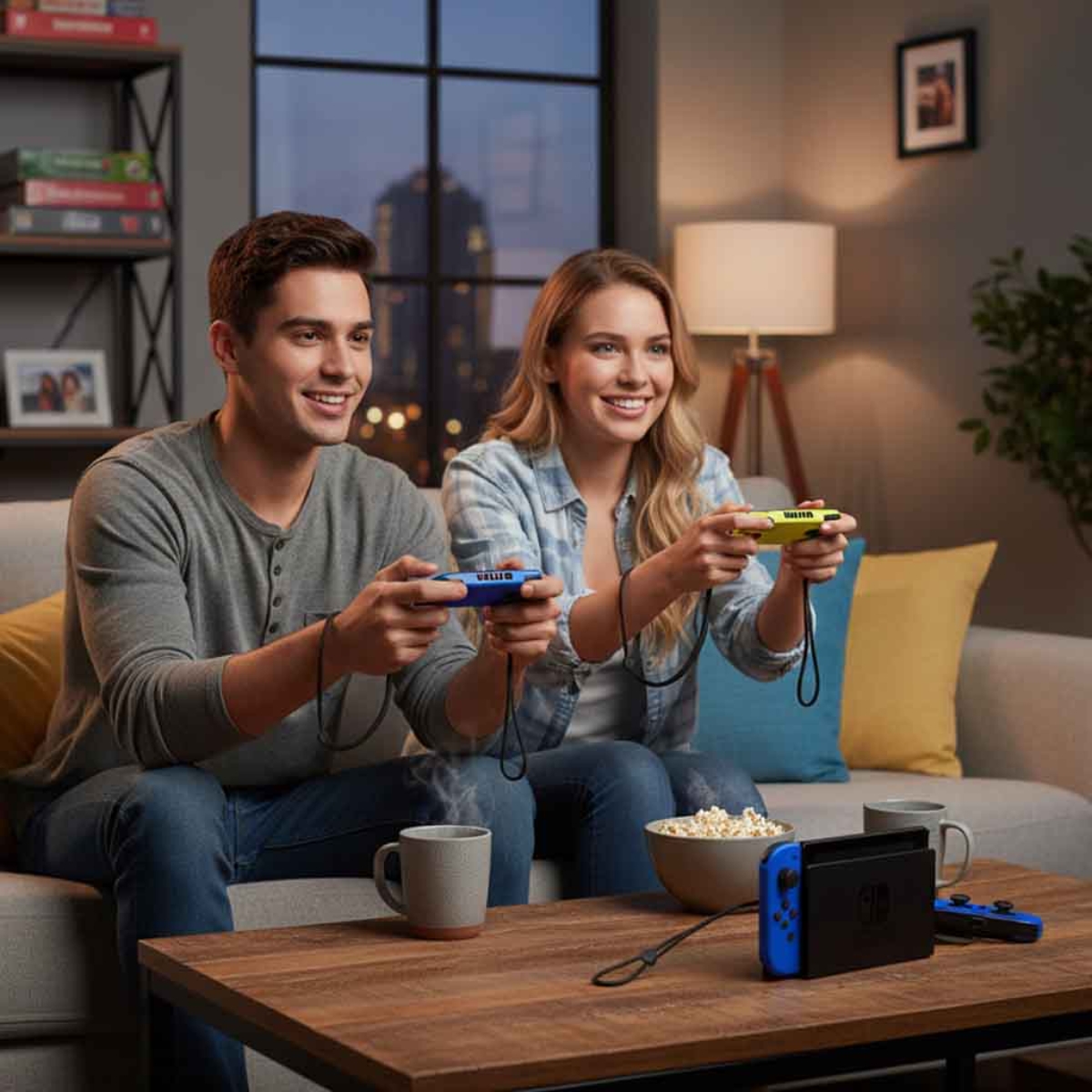 نينتندو وحدات تحكم جوي-كون رسمية لسويتش نسخة السعودية زوجي أزرق نيون / أصفر