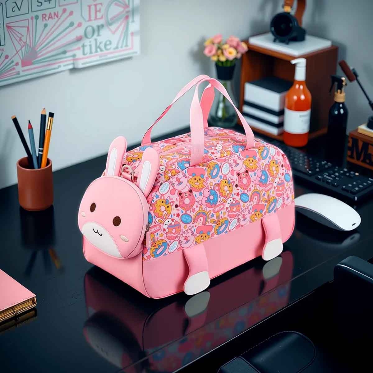 نوهـو حقيبة دفل/نشاط للأطفال 3D بتصميم أرنب كيوت مقاس 18 إنش
