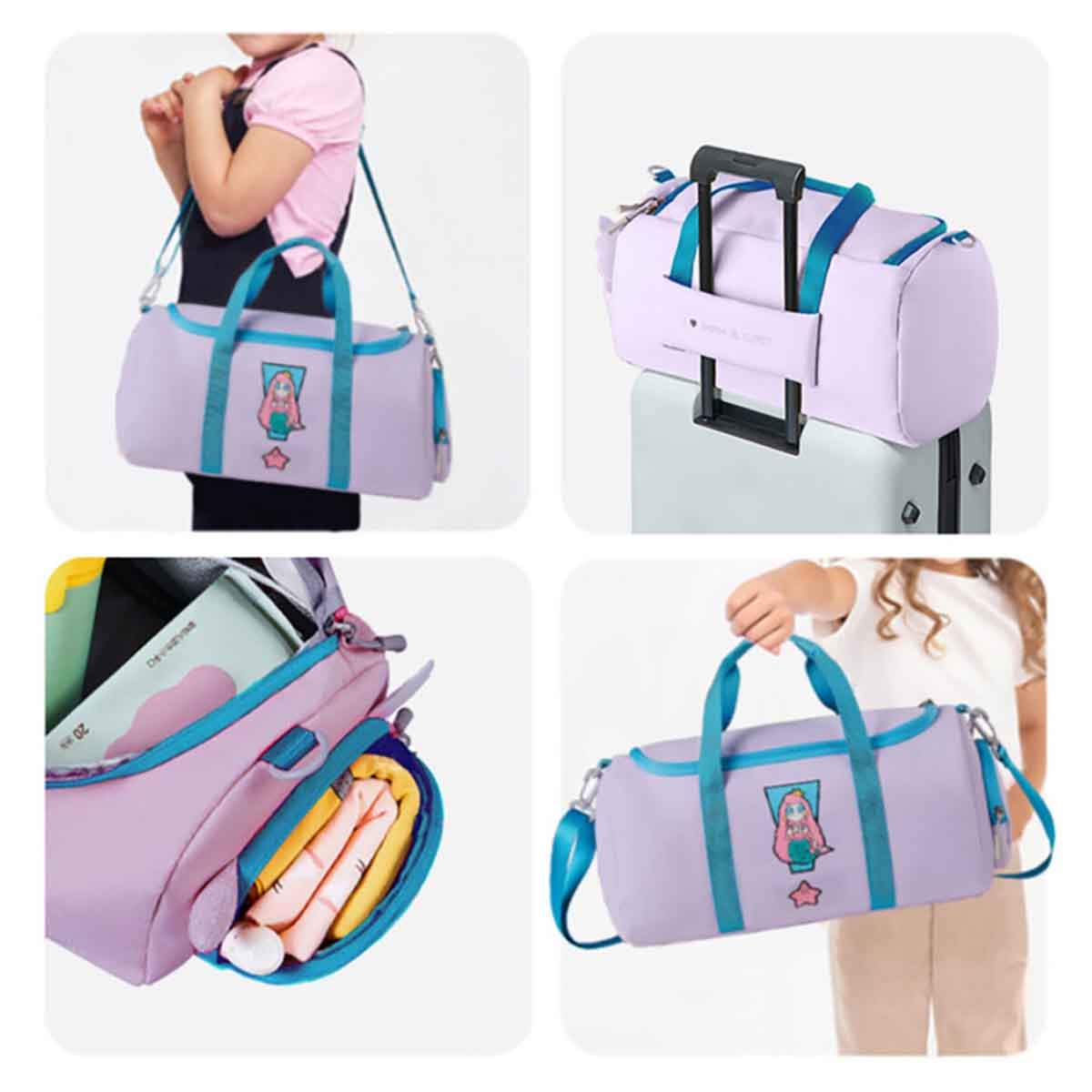 نوهو حقيبة كتف للأطفال على شكل حورية البحر باللون الأرجواني