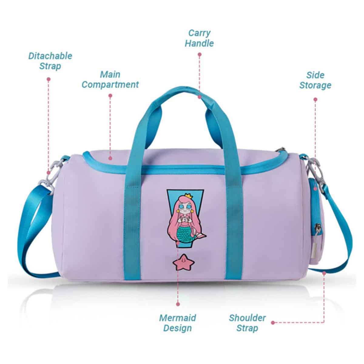 نوهو حقيبة كتف للأطفال على شكل حورية البحر باللون الأرجواني