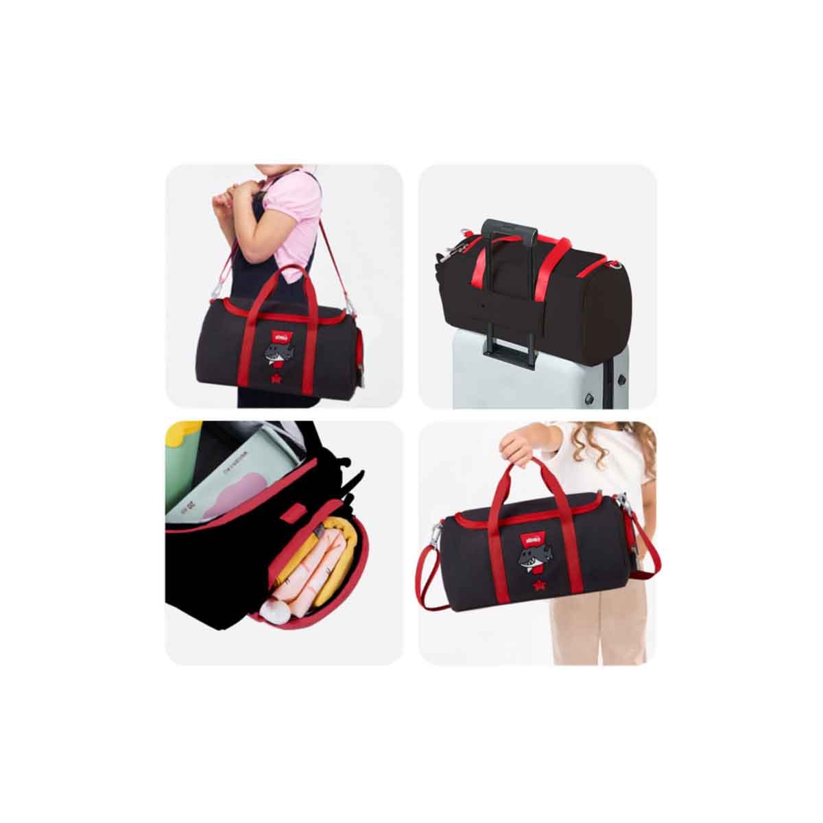 نوهو حقيبة كتف للأطفال على شكل سمكة قرش باللون الرمادي