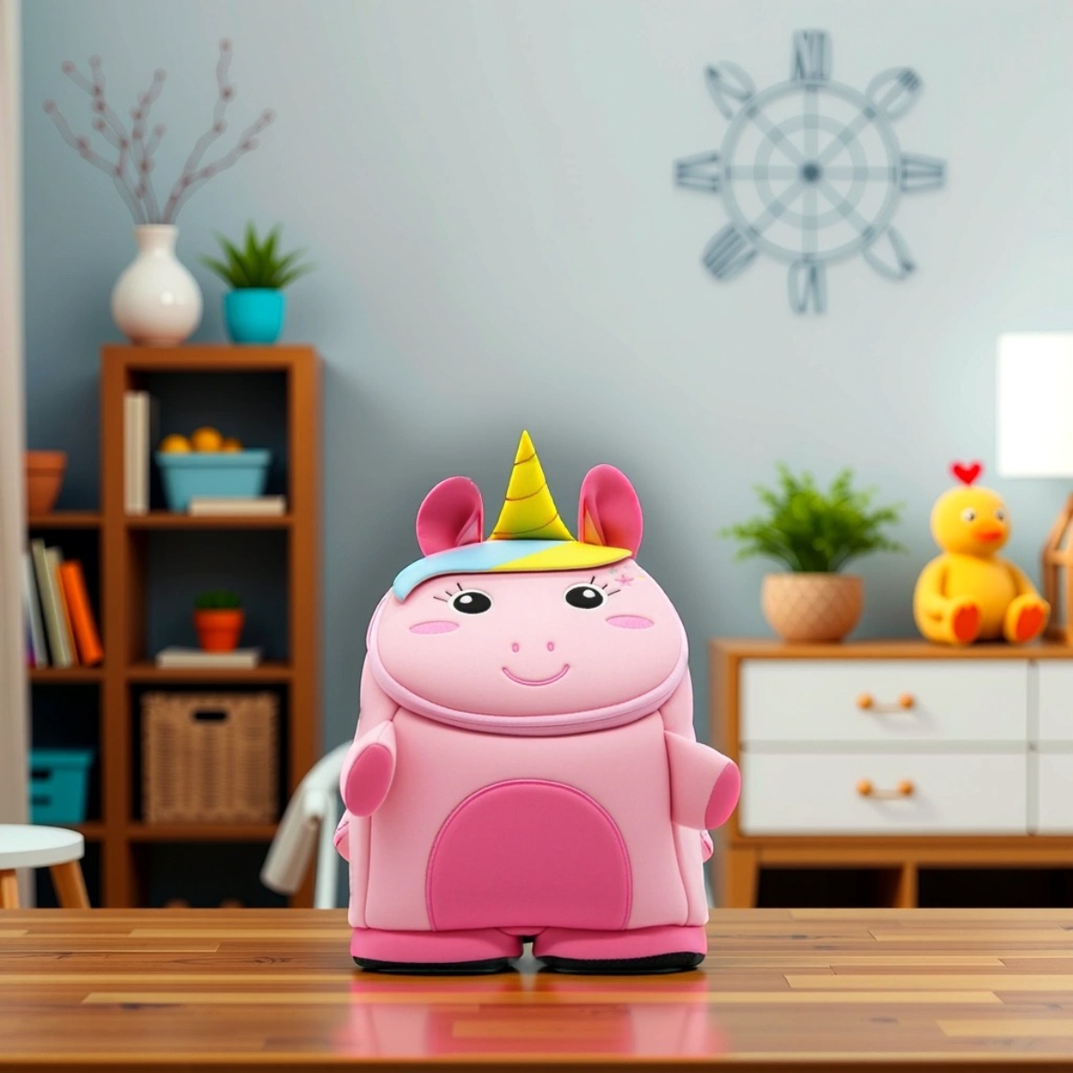 نوهو حقيبة ظهر يونيكورن ثلاثية الأبعاد بتصميم الغابة باللون الوردي للجنسين من عمر 3 إلى 4 سنوات