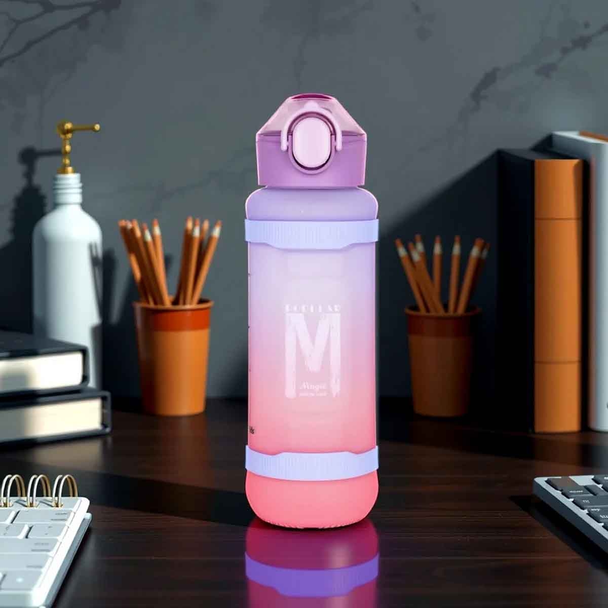 نوفا كيدز زجاجة ماء 1 لتر بنفسجي مع شفاط للجنسين، 3-4 سنوات