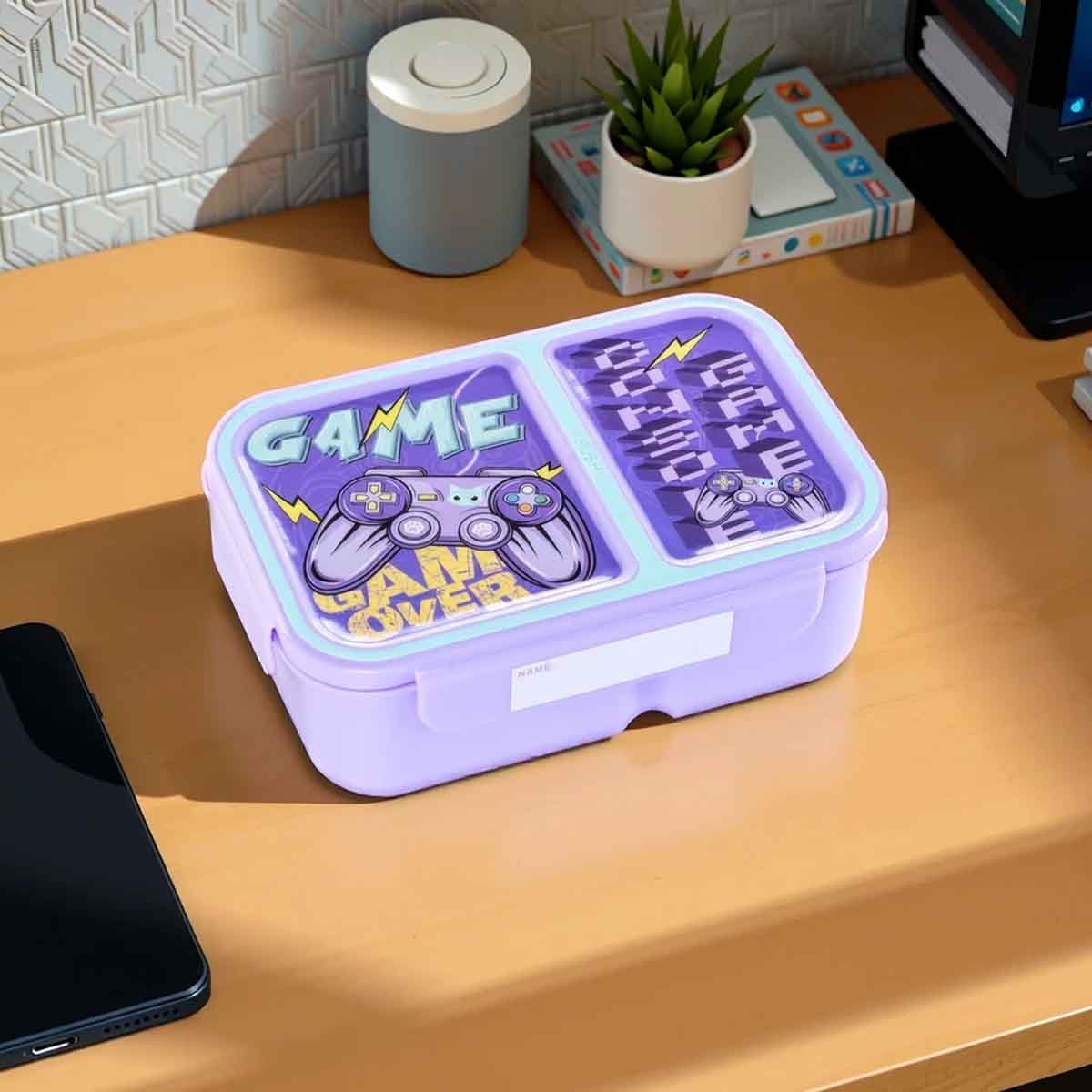 نوفا كيدز صندوق غداء بنتو بسعة 1.3 لتر بتصميم غيمر بقسمين