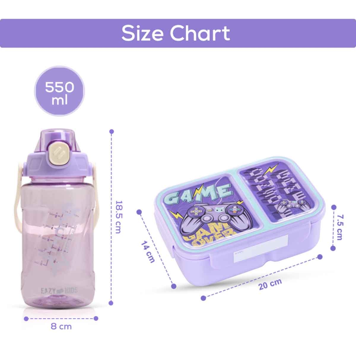 نوفا كيدز صندوق غداء بنتو بسعة 1.3 لتر بتصميم غيمر بقسمين مع زجاجة ماء