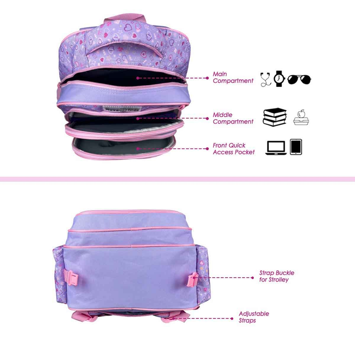 نوفا كيدز حقيبة مدرسية ثلاثية الأبعاد بتصميم باليرينا مقاس 16.5 إنش