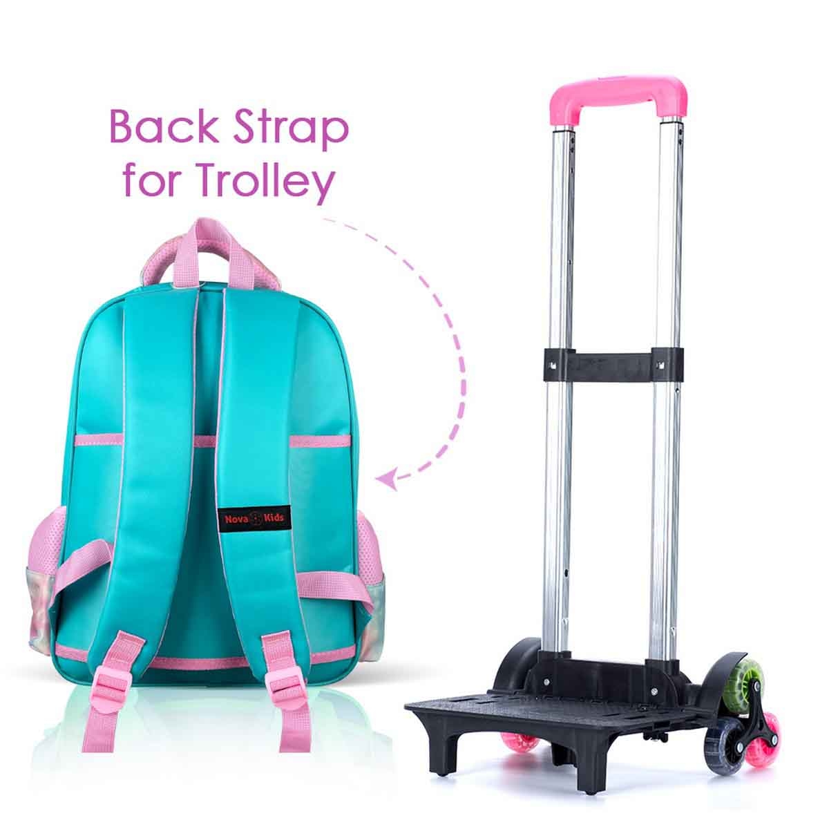 نوفا كيدز حقيبة مدرسية ثلاثية الأبعاد مقاس 16.5 إنش بتصميم ديزي مع عربة
