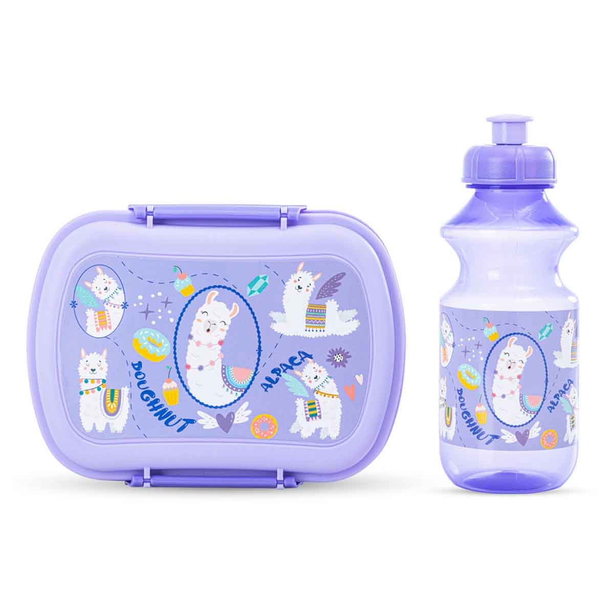 نوفا كيدز مجموعة حقيبة غداء لاما باللون الأرجواني مع علبة غداء وزجاجة ماء