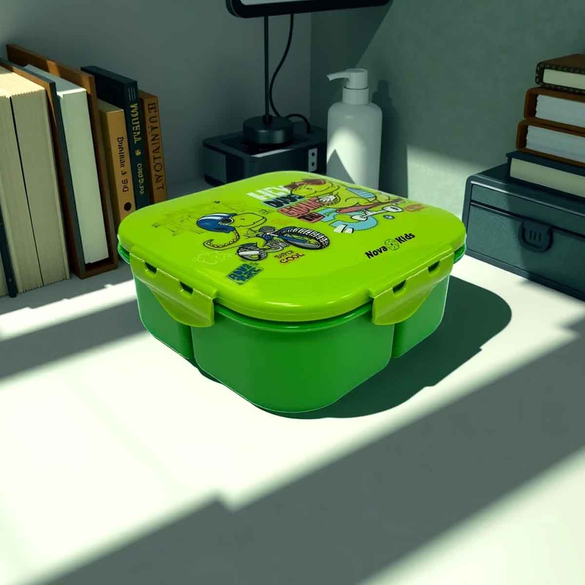 نوفا كيدز صندوق غداء بنتو مربع بسعة 1000 مل بتصميم تي ريكس