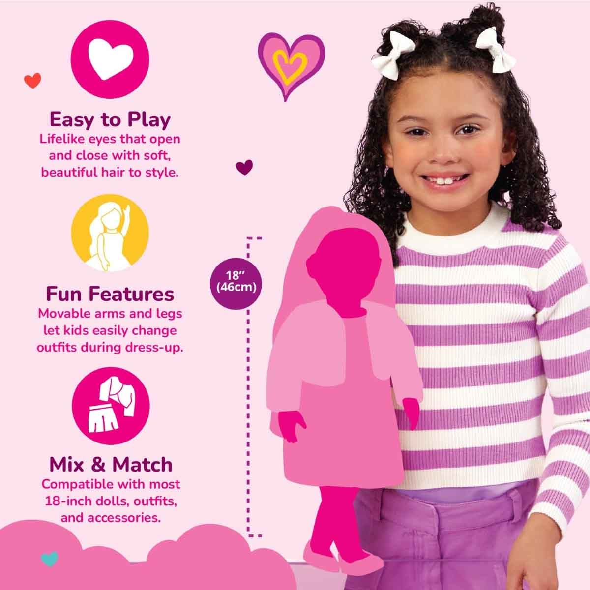أور جينيريشن دمية لومي أنيقة 18 إنش مع ملابس للبنات، 3-4 سنوات