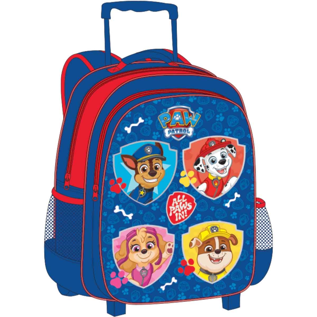 باو باترول مجموعة حقيبة ترولي 5 في 1 مقاس 16 انش مع صندوق غداء وزجاجة ومقلمة وحقيبة غداء