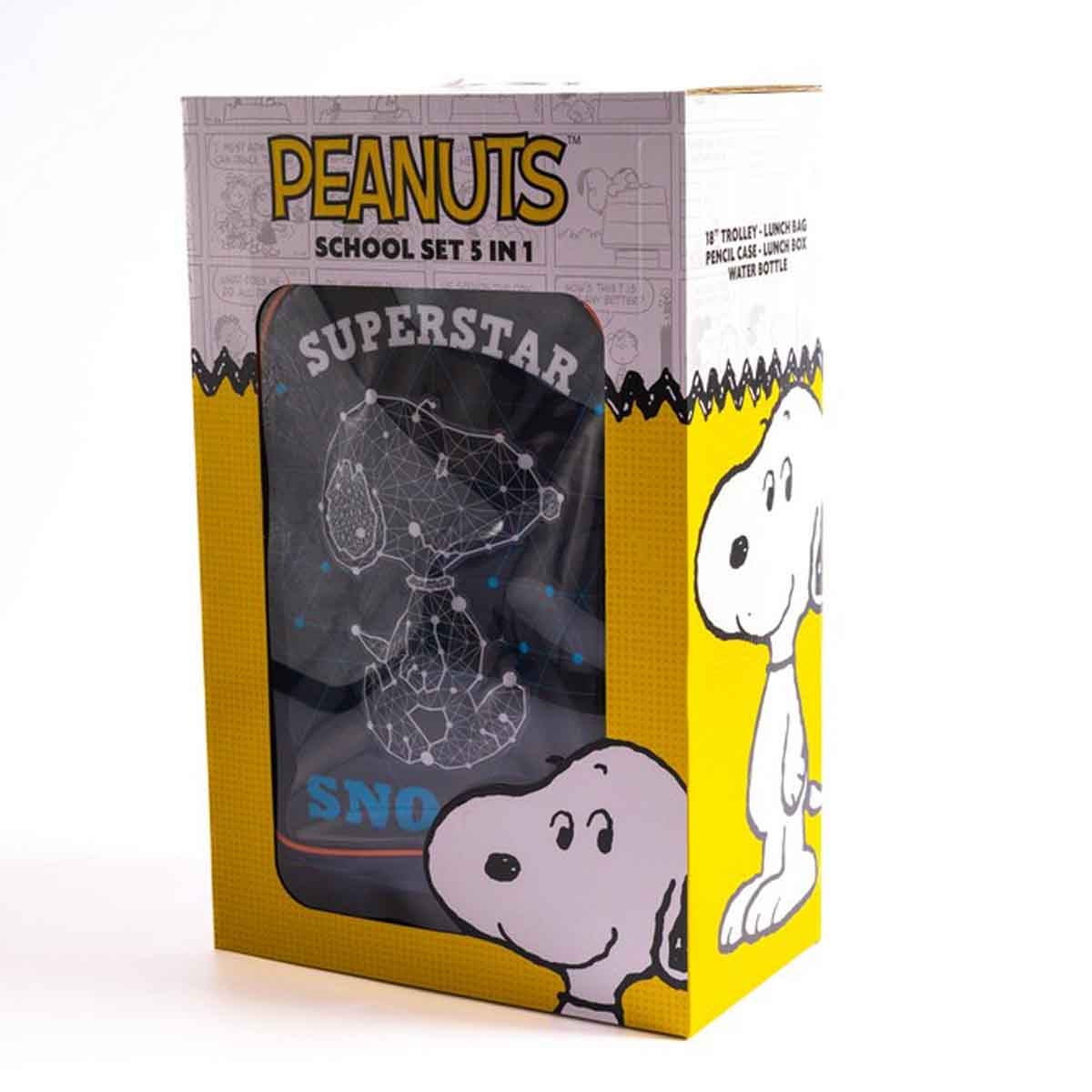 بيناتس مجموعة حقيبة ترولي مدرسية مقاس 18 انش مع حقيبة غداء ومقلمة وزجاجة مياه وصندوق طعام للبنات من عمر 5-7 سنوات