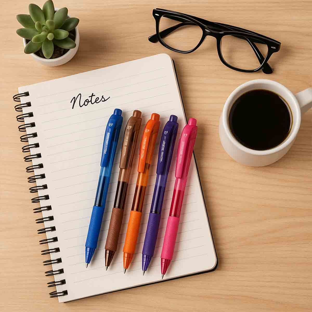 بنتل PE-BL107-05F قلم حبر دوار إينرجل إكس بطرف معدني 0.7 ملم، مجموعة من 5