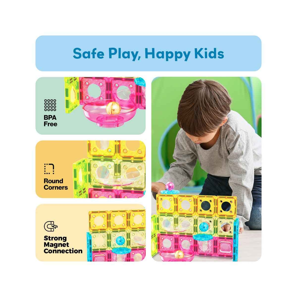 بيكاسو مجموعة مسار رخام مغناطيسي 45 قطعة ميني دايموند للجنسين من عمر 3-4 سنوات