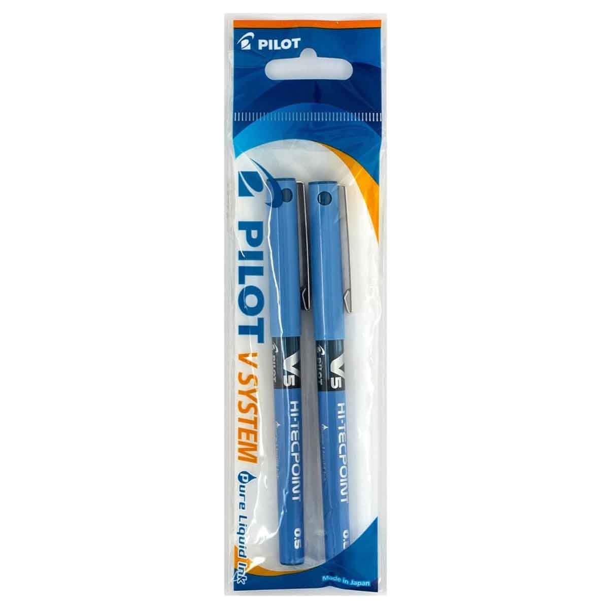 بايلوت مجموعة أقلام هاي تيك بوينت V5 عدد 2 باللون الأزرق
