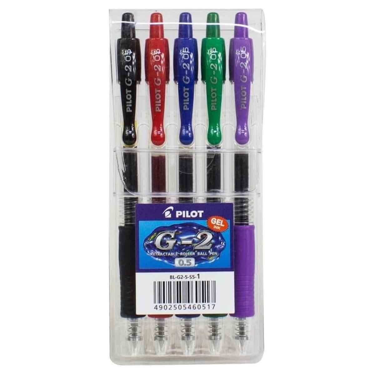 بايلوت مجموعة أقلام جل G-2 0.5 مم عدد 5