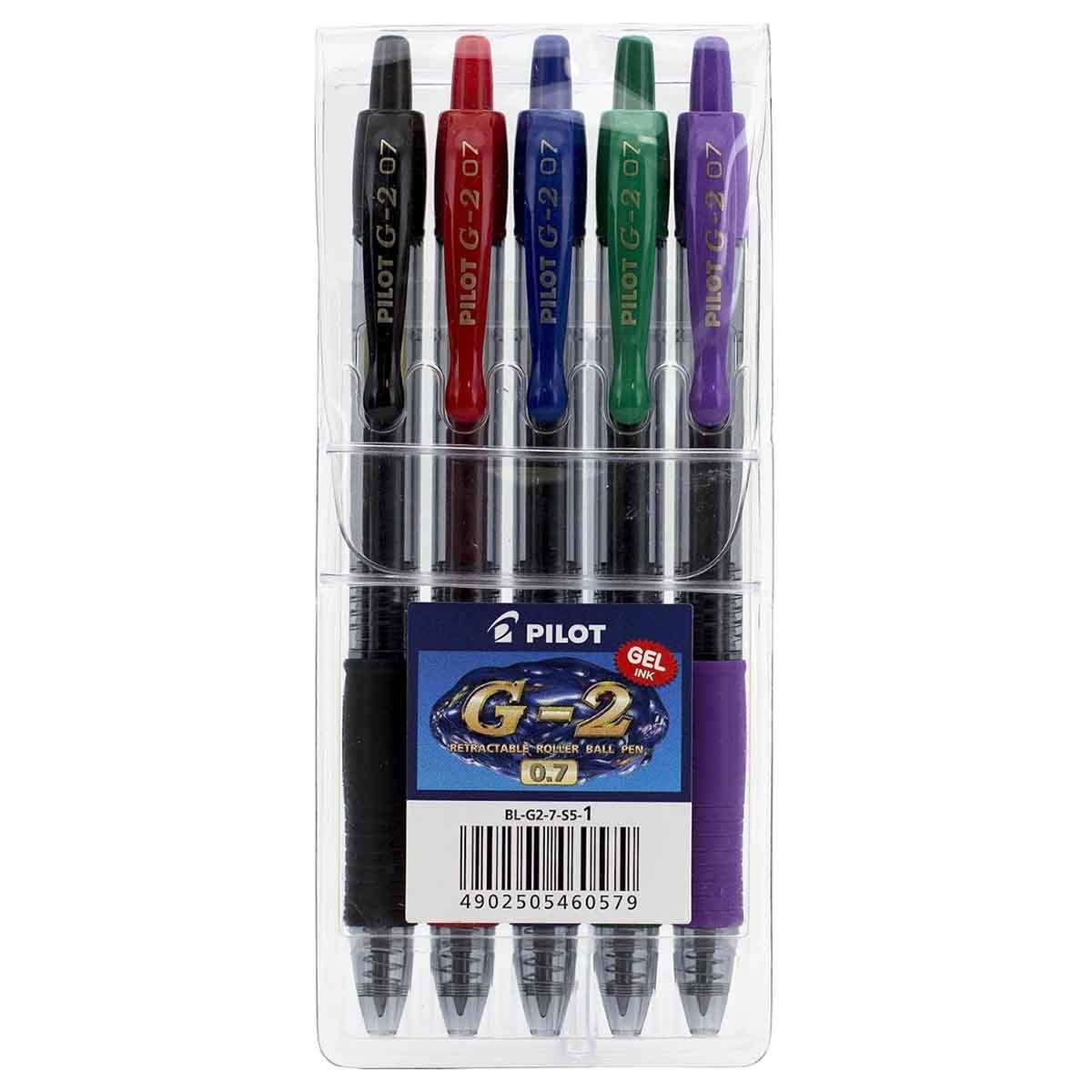 بايلوت مجموعة أقلام جل G-2 0.7 مم عدد 5