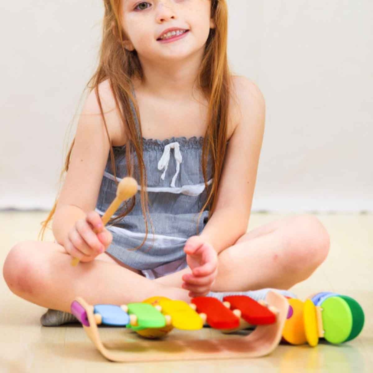 بلان تويز لعبة موسيقية إكسيليفون بيضاوي خشبية للجنسين 3 - 4 سنوات