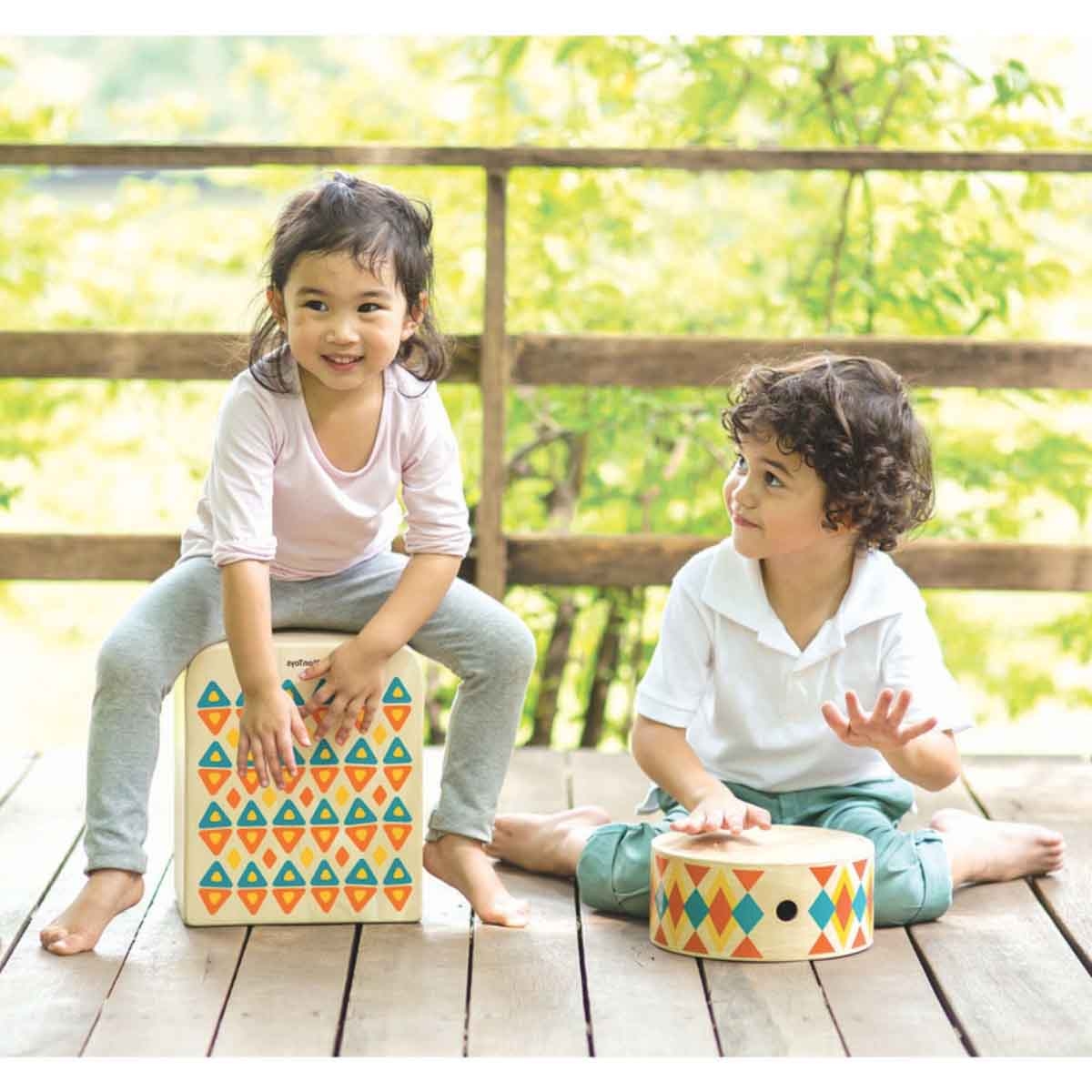 بلان تويز لعبة موسيقية صندوق الإيقاع خشبية للجنسين 3 - 4 سنوات