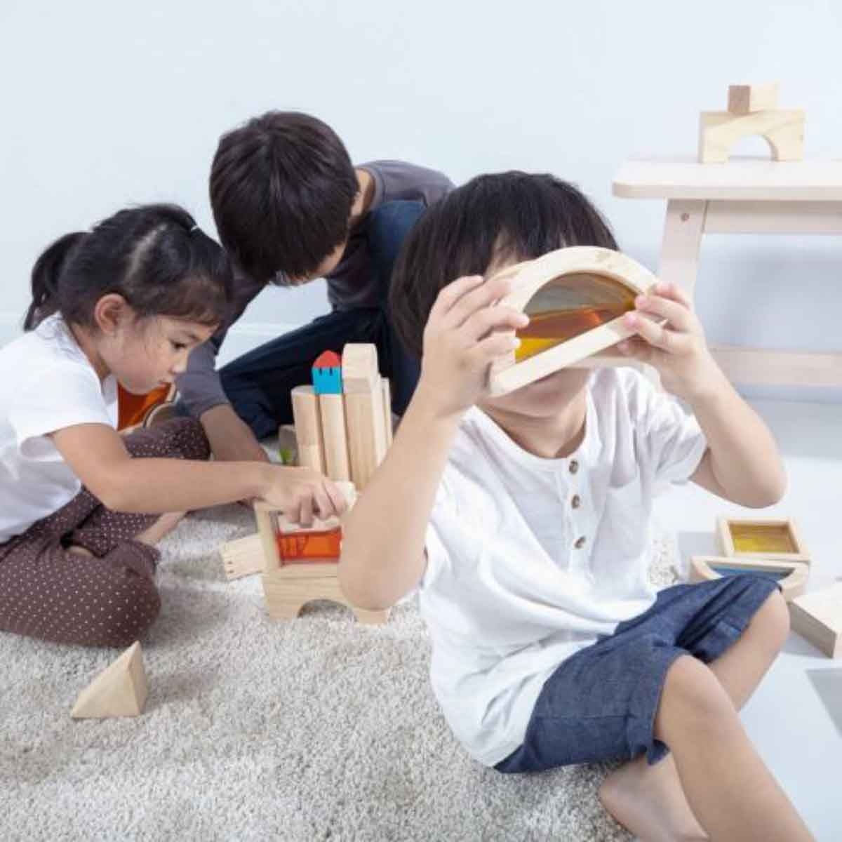 بلان تويز مجموعة مكعبات مياه خشبية للجنسين 3 - 4 سنوات