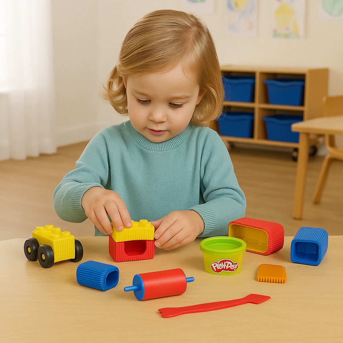 بلاي-دو مجموعة مقعد وتخزين بلوكس للجنسين، 3-4 سنوات