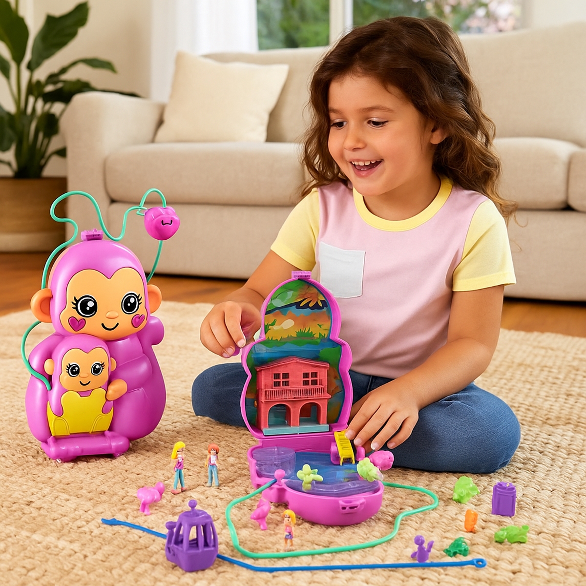 بولي بوكيت مجموعة لعب القردة الأم والطفل للبنات، 5-7 سنوات