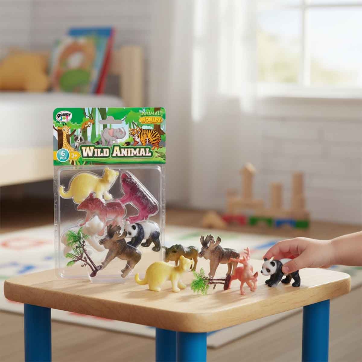 باور جوي مجموعة حيوانات سفاري واقعية من عالم الحيوانات متنوعة 6-قطع مقاس 4 انش للأطفال للجنسين، 3-4 سنوات