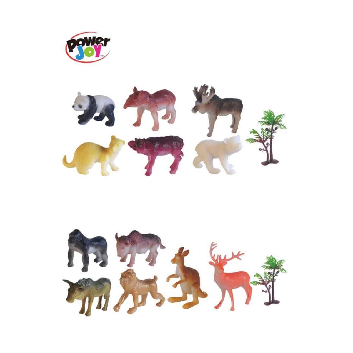باور جوي مجموعة حيوانات سفاري واقعية من عالم الحيوانات متنوعة 6-قطع مقاس 4 انش للأطفال للجنسين، 3-4 سنوات