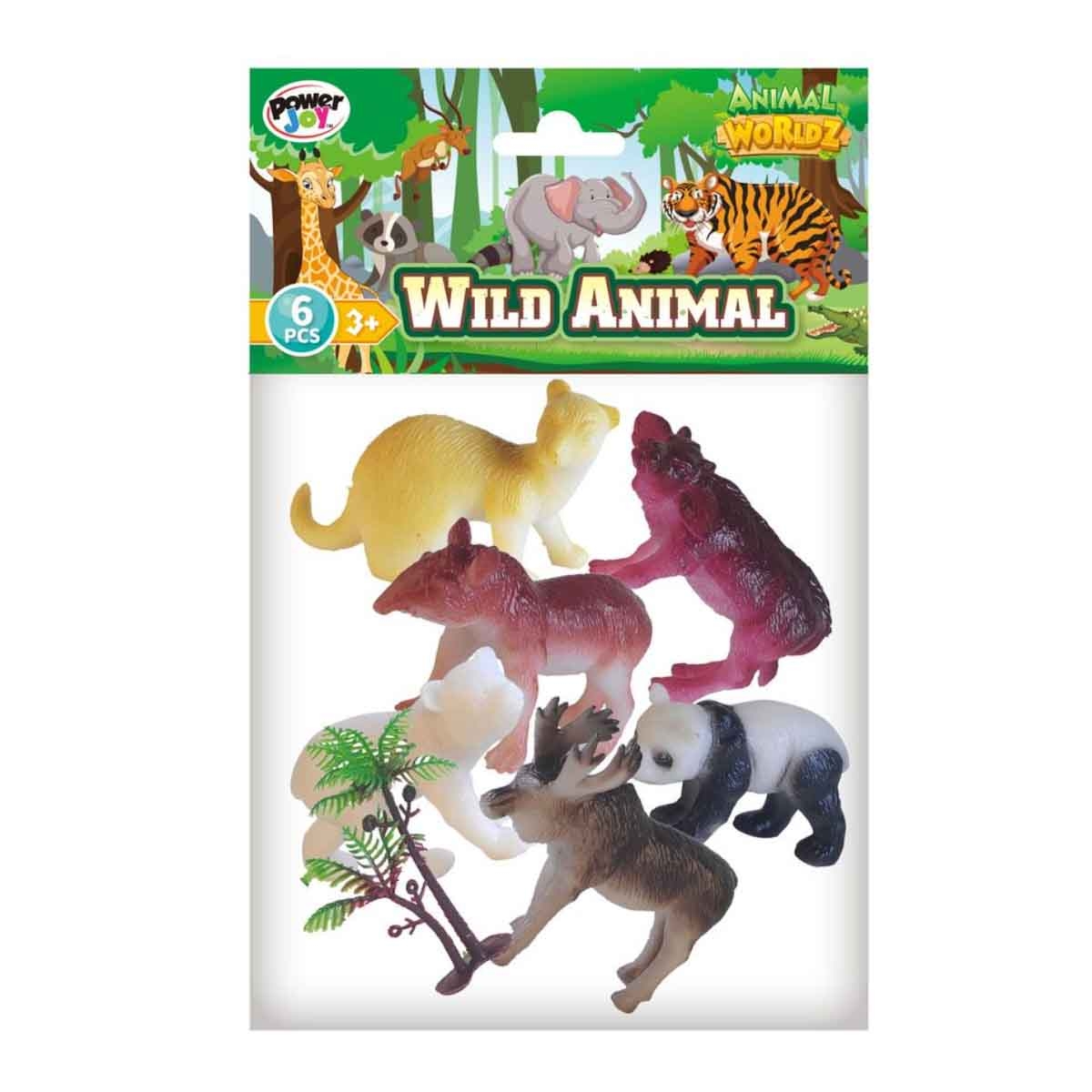 باور جوي مجموعة حيوانات سفاري واقعية من عالم الحيوانات متنوعة 6-قطع مقاس 4 انش للأطفال للجنسين، 3-4 سنوات