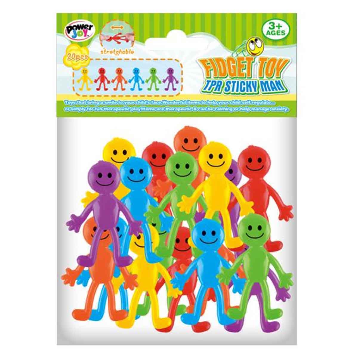 Power Joy 20-Pieces Fidget Toy TPR Sticky Man Unisex, 3-4 Years