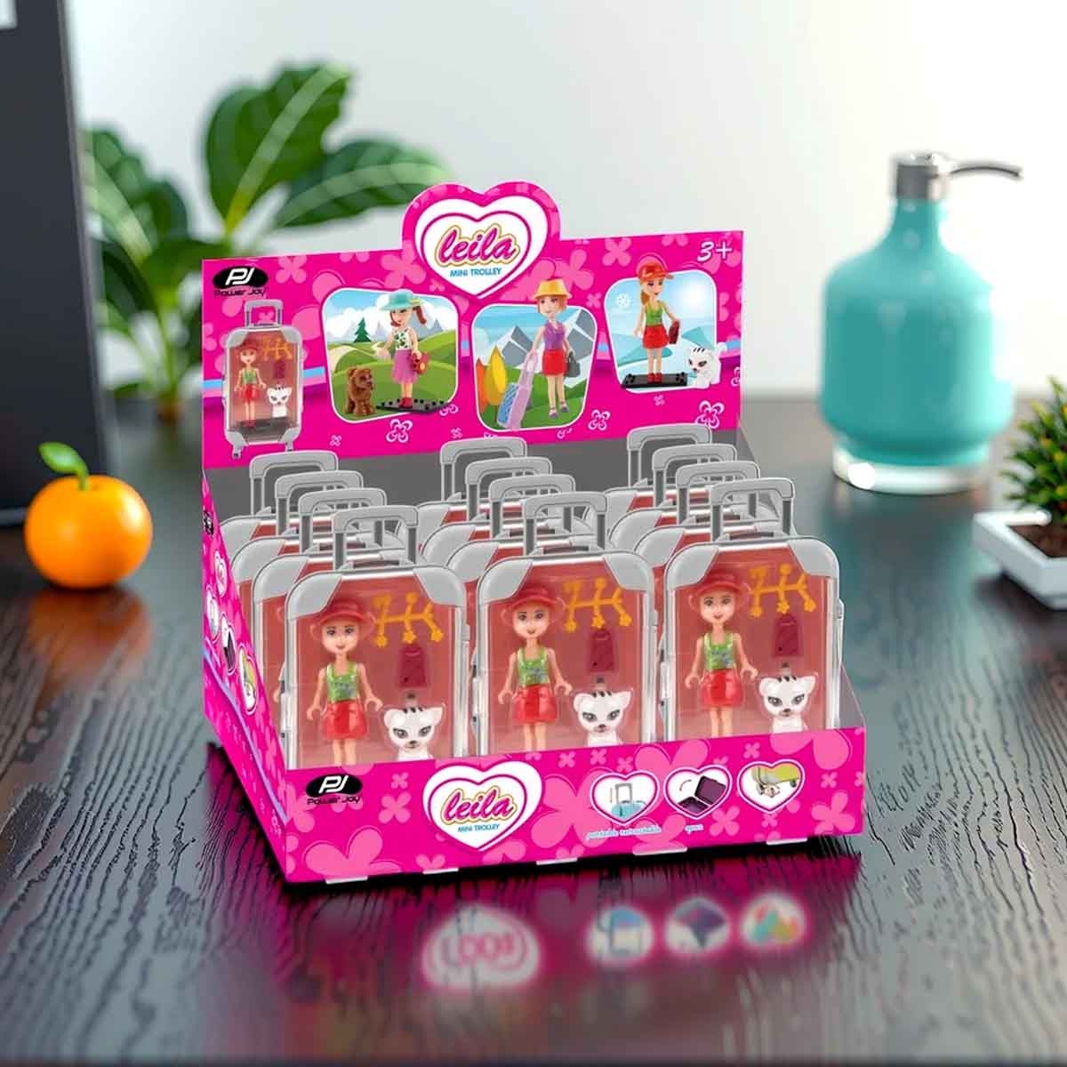 باور جوي ليلى حقيبة ترولي صغيرة مع دمية متنوعة للبنات، عمر 3-4 سنوات