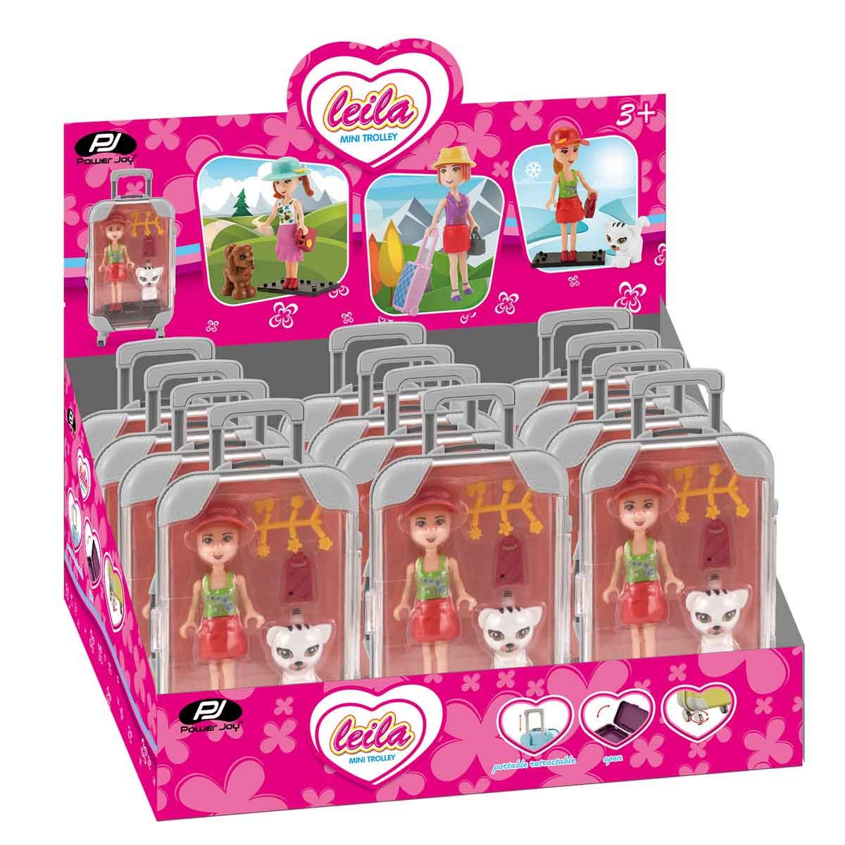 باور جوي ليلى حقيبة ترولي صغيرة مع دمية متنوعة للبنات، عمر 3-4 سنوات