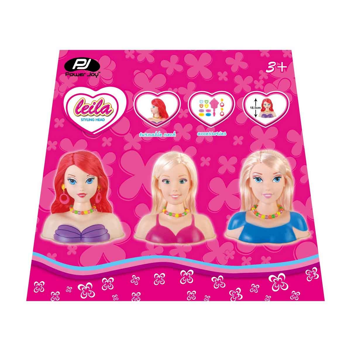 باور جوي ليلى رأس دمية تصفيف شعر 18.5 سم متنوعة للبنات، عمر 3-4 سنوات