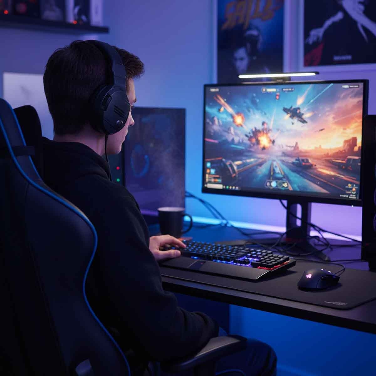 باور إيه أسود سماعة ألعاب سلكية بي إس 4 في 3