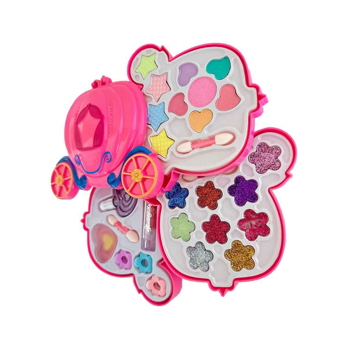 بيوتي أنجل طقم مكياج على شكل عربة قرع، للبنات، من عمر 5 إلى 7 سنوات