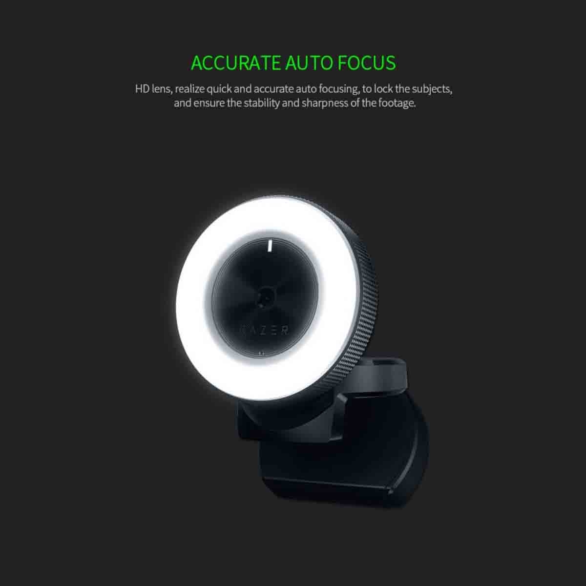 ريزر كاميرا كيو ويب بث مكتبي 1080P مع مصباح إضاءة حلقي متعدد الخطوات