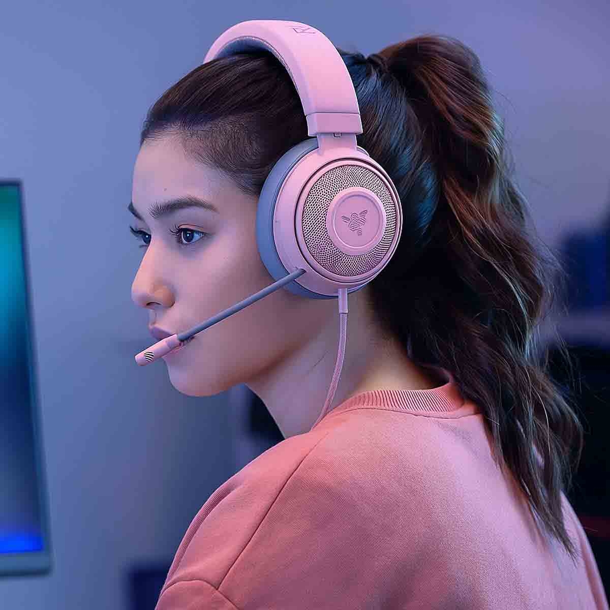 ريزر سماعة رأس للألعاب كراكن كوارتز مع ميكروفون وردي