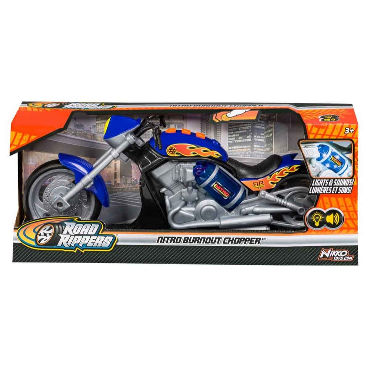 رود ريبرز دراجة نيترو بيرناوت تشوبر بإضاءة وأصوات متنوعة للأولاد، عمر 3-4 سنوات