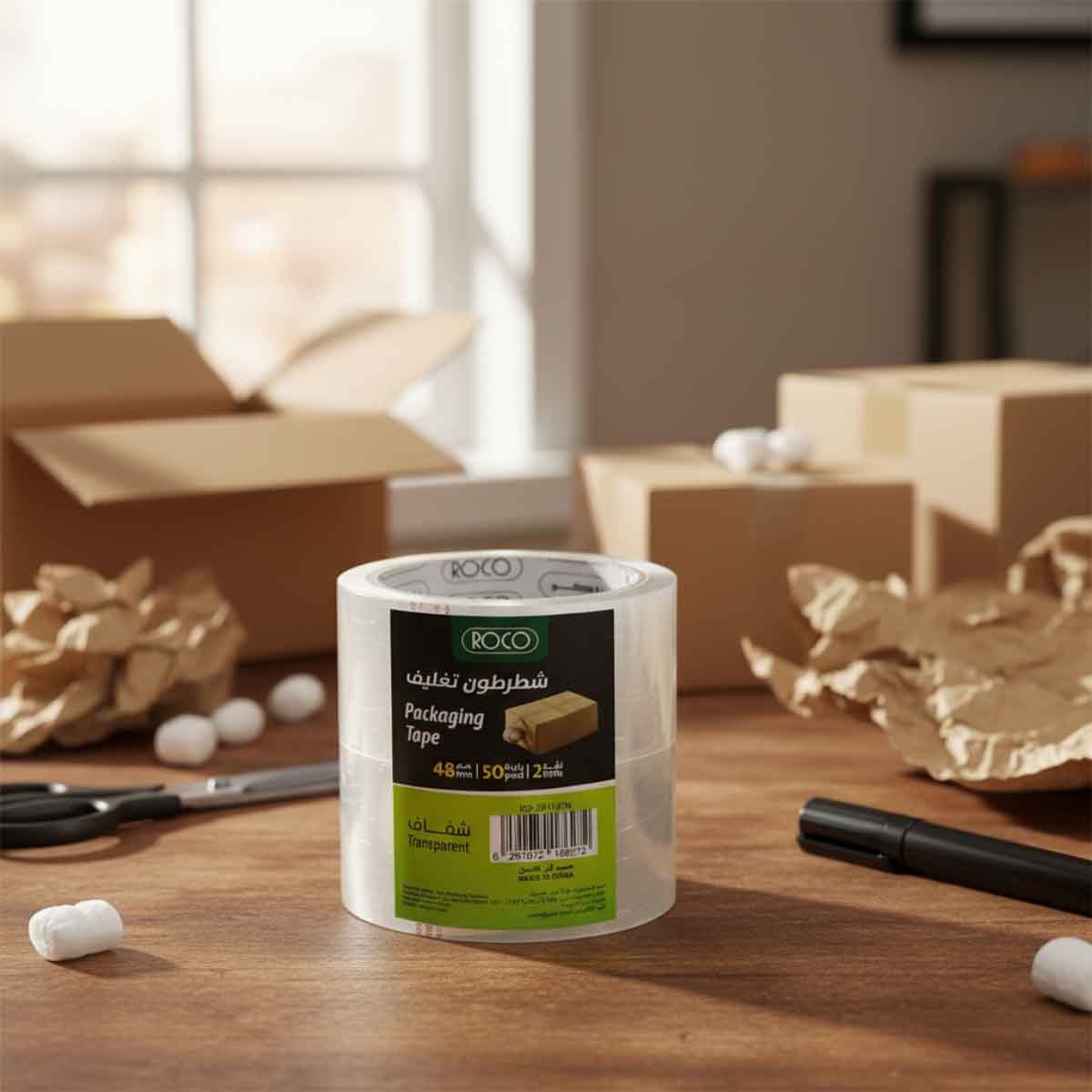 روكو شريط لاصق بلاستيك شفاف 1.88 × 50 ياردة