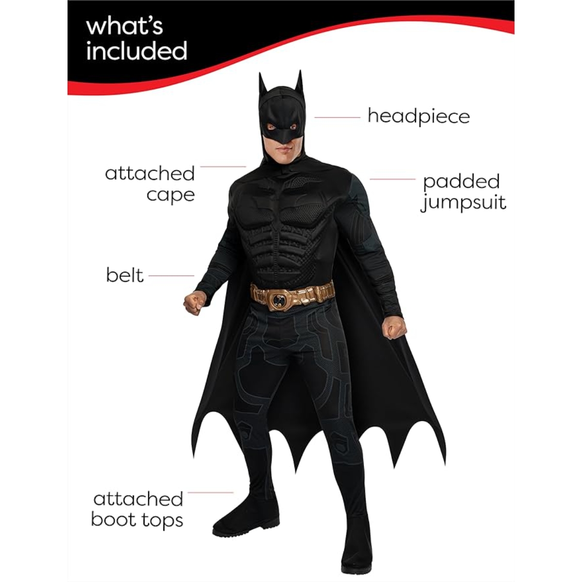 روبيز زي ديلوكس باتمان ذا دارك نايت رايزز للبالغين للأولاد، 13 سنة فأكثر