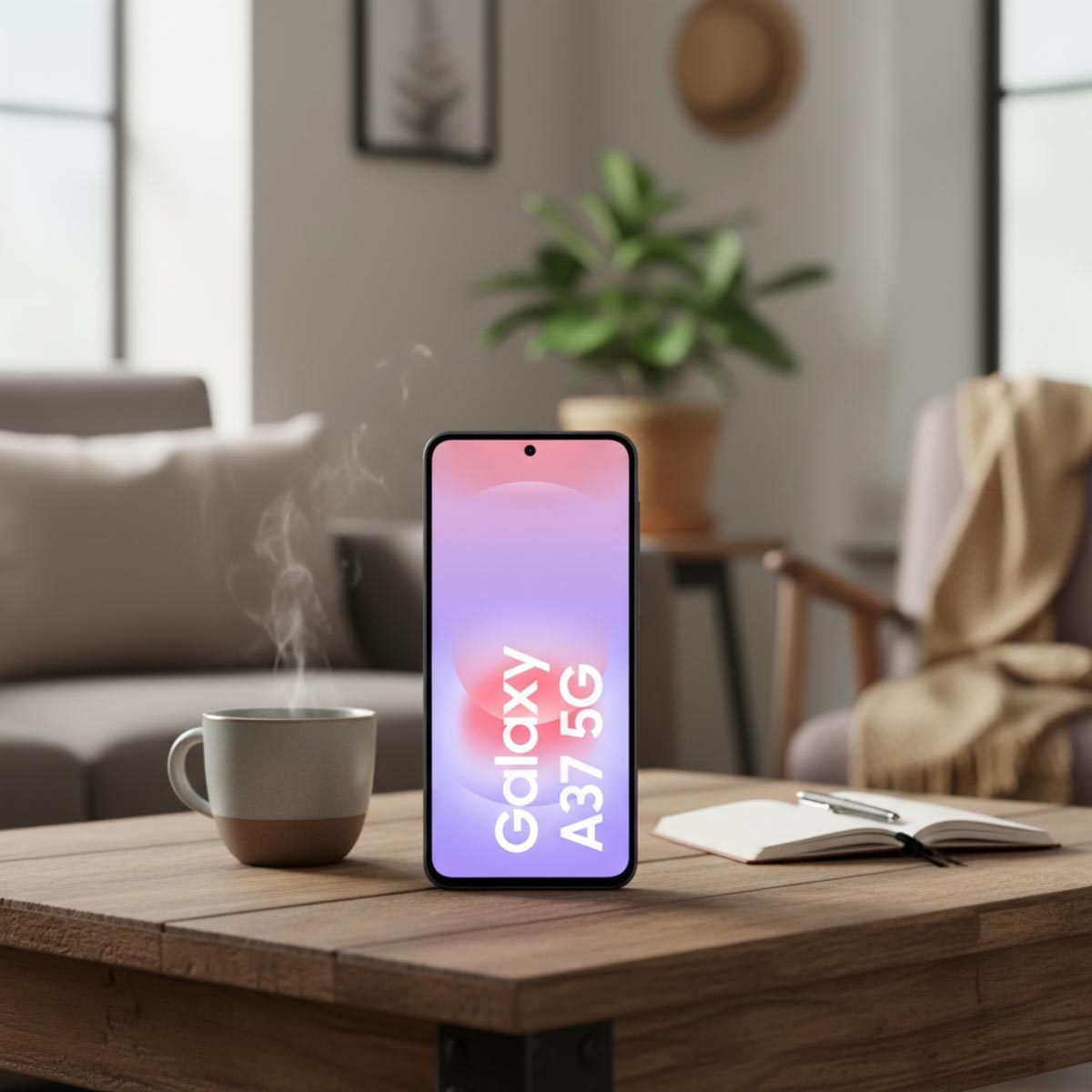 سامسونج جالكسي إيه 37 جوال أندرويد (8 جيجابايت + 128 جيجابايت)، إصدار السعودية - فحمي أوسم مع محول بيكلاد 45 واط وسمارت تاج 2