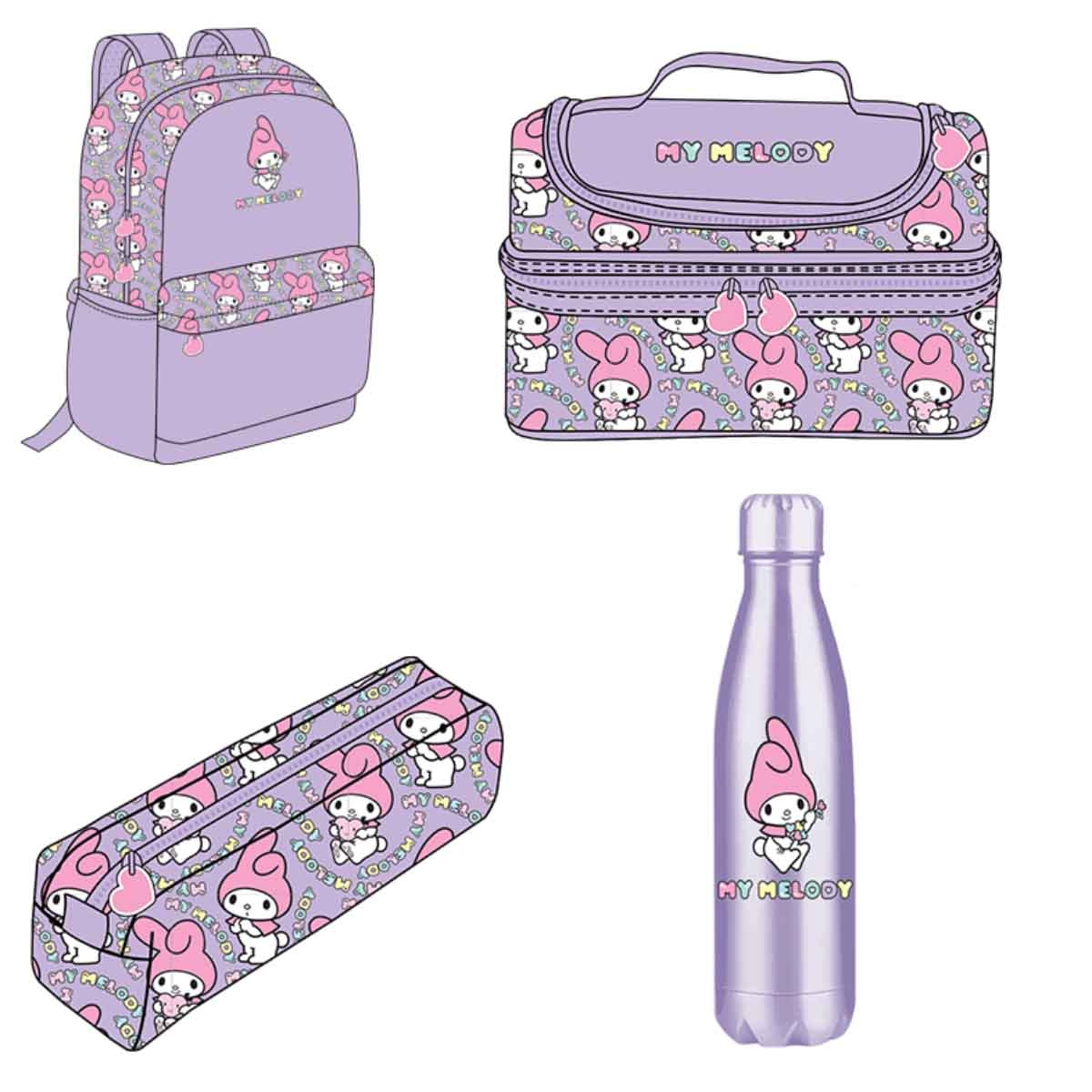 ماي ميلودي مجموعة حقيبة ظهر 4 في 1 مع زجاجة ومقلمة وحقيبة غداء