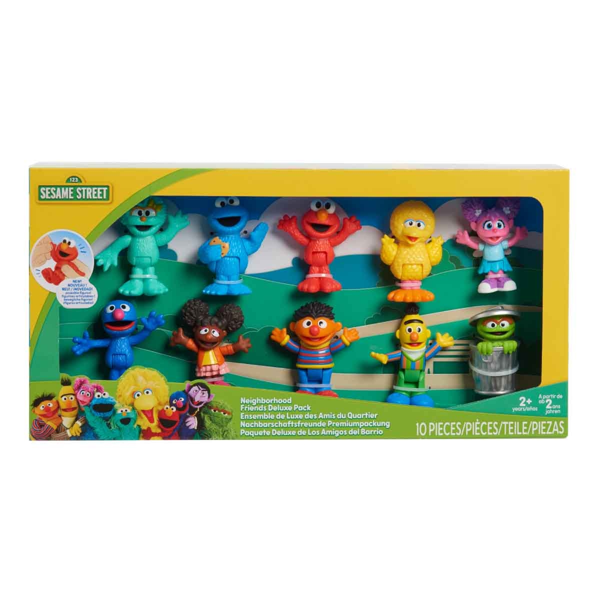 سمسم ستريت مجموعة شخصيات أصدقاء الحي الفاخرة 10 قطع للجنسين، 3-4 سنوات