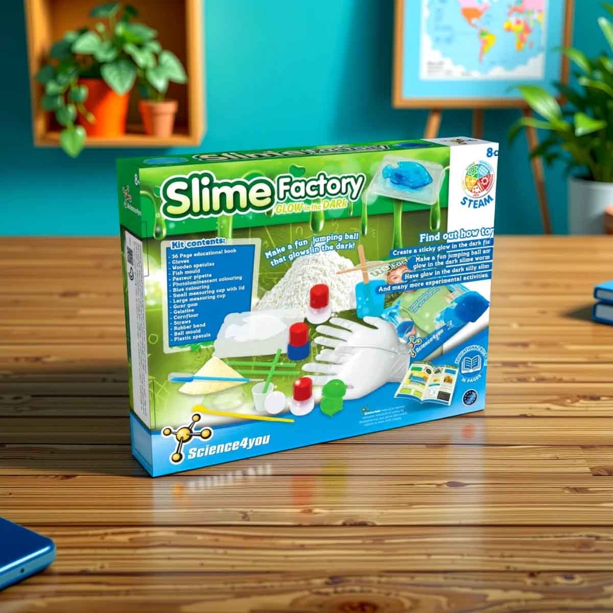 ساينس فور يو مجموعة مصنع السلايم المتوهج في الظلام للجنسين، عمر 8-10 سنوات